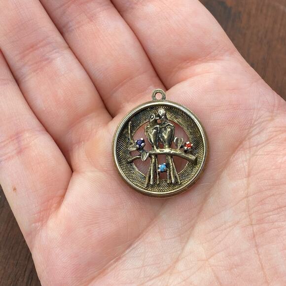 M & M Jewelry - Vintage M&M 925 Sterling Silver Multi Stone Lovebirds Pendant Bracelet Charm